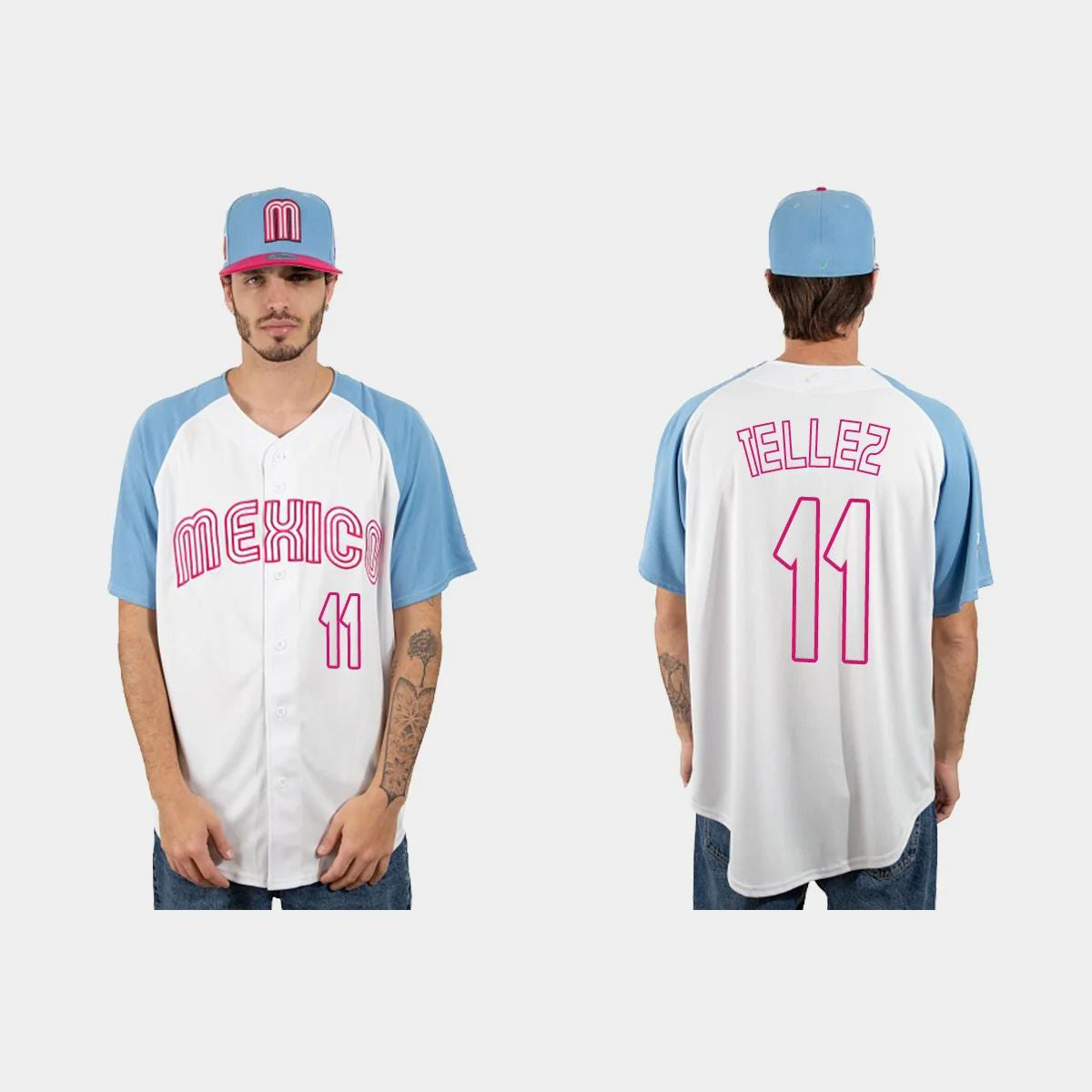 #11 ROWDY TELLEZ MEXICO BASEBALL 2023 WORLD BASEBALL CLASSIC JERSEYC WHITE BLUE Stitches Baseball Jerseys