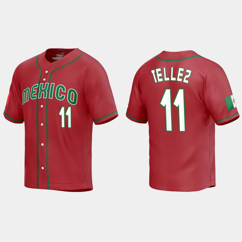 #11 ROWDY TELLEZ MEXICO BASEBALL 2023 WORLD BASEBALL CLASSIC REPLICA JERSEYC RED Stitches Baseball Jerseys
