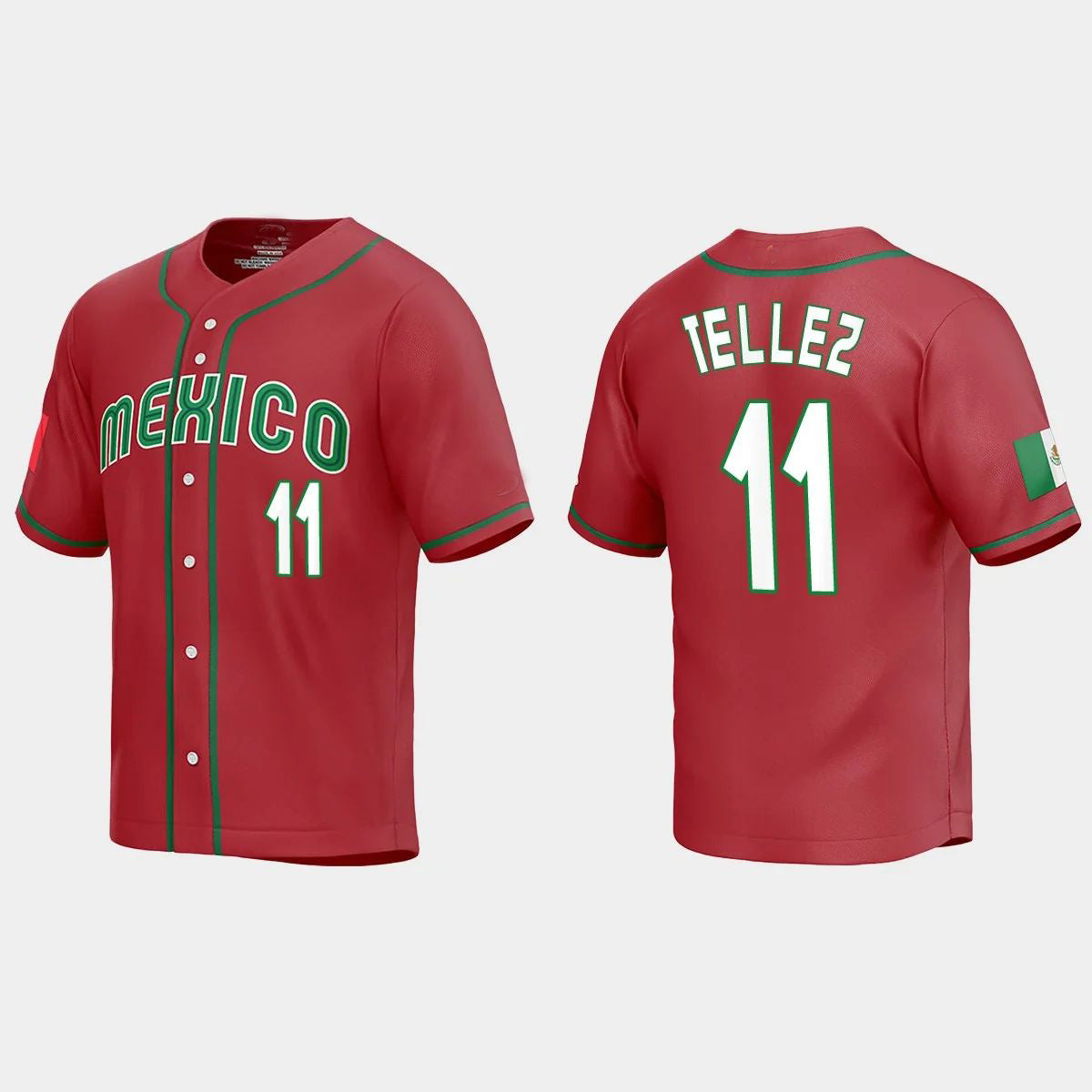 #11 ROWDY TELLEZ MEXICO BASEBALL 2023 WORLD BASEBALL CLASSIC REPLICA JERSEYC RED Stitches Baseball Jerseys