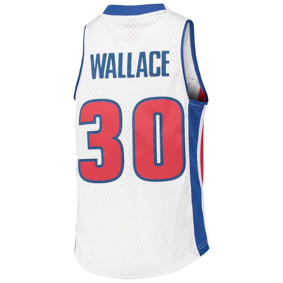 D.Pistons #30 Rasheed Wallace Youth 2003-04 Hardwood Classics Swingman Jersey White Stitched American Basketball Jersey