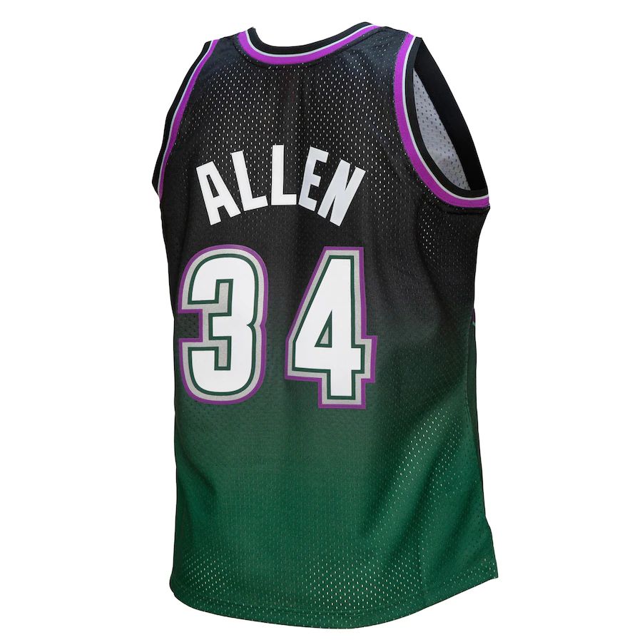 M.Bucks #34 Ray Allen 1996-97 Hardwood Classics Fadeaway Swingman Player Jersey Green-Black Stitched American Basketball Jersey
