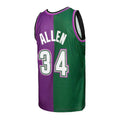 M.Bucks #34 Ray Allen Hardwood Classics 1996-97 Split Swingman Jersey Green-Purple Stitched American Basketball Jersey