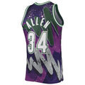 M.Bucks #34 Ray Allen Hardwood Classics 2000-01 Hyper Hoops Swingman Jersey Purple Stitched American Basketball Jersey