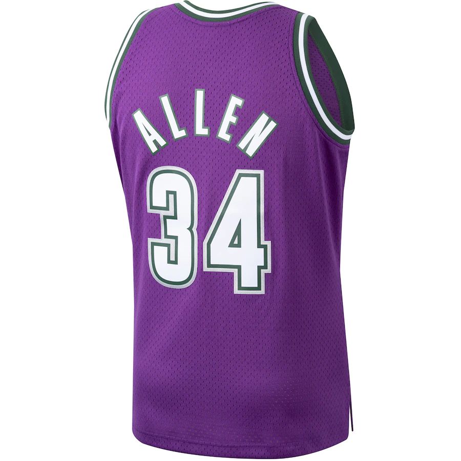 M.Bucks #34 Ray Allen Hardwood Classics 2000-01 Swingman Jersey Purple Stitched American Basketball Jersey