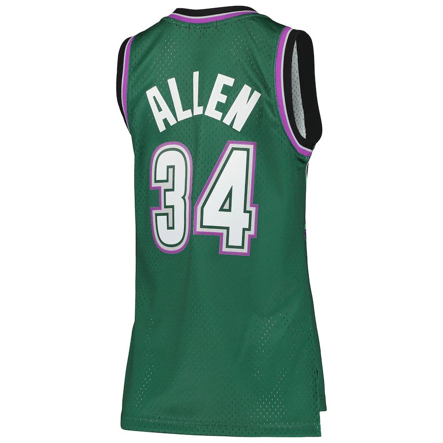 M.Bucks #34 Ray Allen Women's 1996-97 Hardwood Classics Swingman Jersey Green Stitched American Basketball Jersey