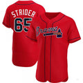 Atlanta Braves #65 Spencer Strider Red Alternate Jersey Stitches Baseball Jerseys