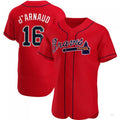 Atlanta Braves #16 Travis dArnaud Red Alternate Jersey Stitches Baseball Jerseys