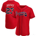 Atlanta Braves #23 David Justice Red Alternate Jersey Stitches Baseball Jerseys