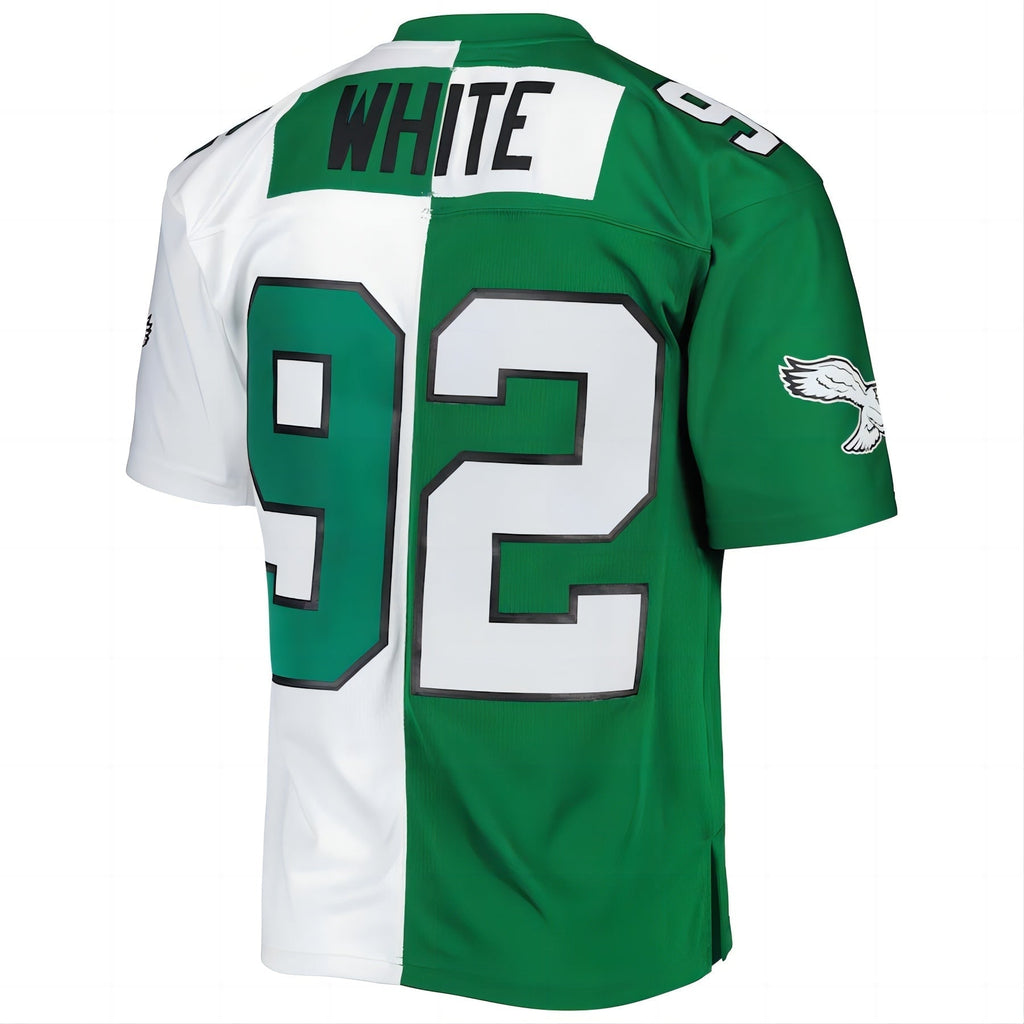 P.Eagles #92 Reggie White 1990 Split Legacy Replica Jersey Kelly Green/White Stitched American Football Jerseys