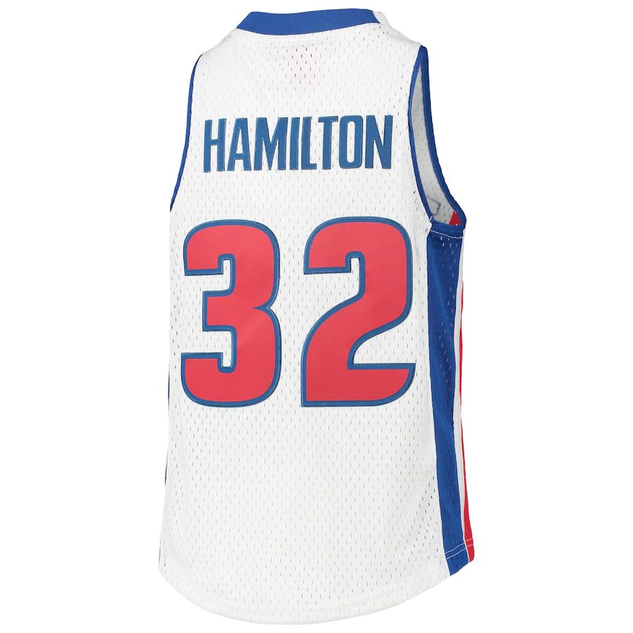 D.Pistons #32 Richard Hamilton 2003-04 Hardwood Classics Swingman Jersey  White Stitched American Basketball Jersey