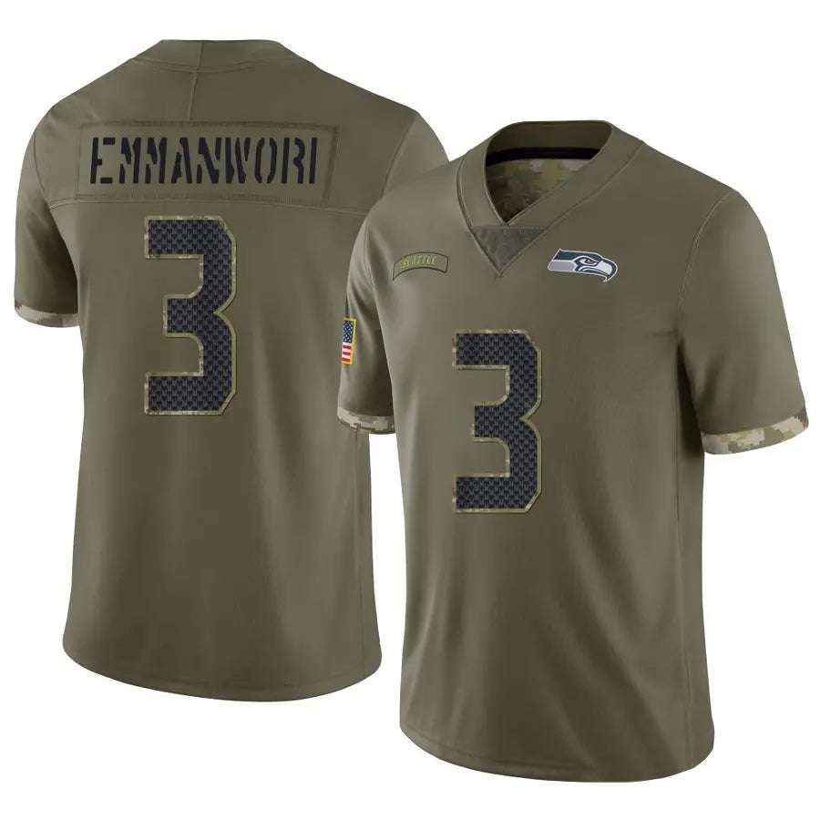 S.Seahawks #3 Nick Emmanwori Player Salute to Service Olive Football Jerseys