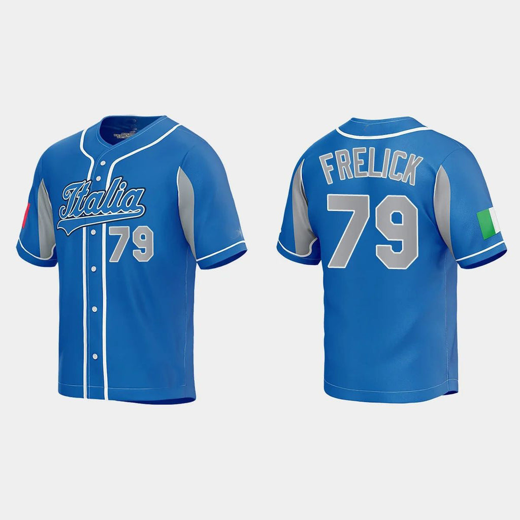#79 SAL FRELICK ITALY BASEBALL 2023 WORLD BASEBALL CLASSIC JERSEYC ROYAL Stitches Baseball Jerseys
