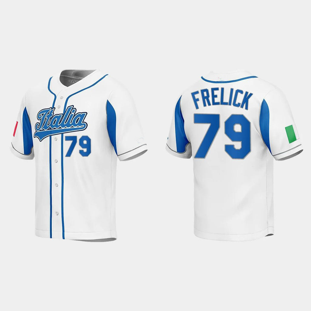 #79 SAL FRELICK ITALY BASEBALL 2023 WORLD BASEBALL CLASSIC JERSEYC ROYAL Stitches Baseball Jerseys