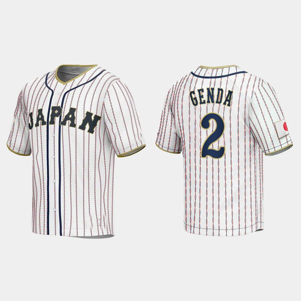 #2 SOSUKE GENDA JAPAN BASEBALL 2023 WORLD BASEBALL CLASSIC JERSEY C WHITE Stitches Baseball Jerseys