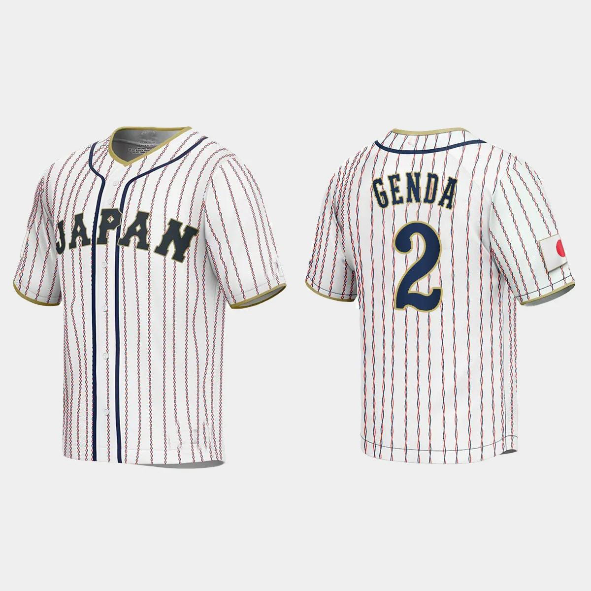#2 SOSUKE GENDA JAPAN BASEBALL 2023 WORLD BASEBALL CLASSIC JERSEY C WHITE Stitches Baseball Jerseys