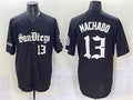 San Diego Padres #13 Manny Machado Black Gothic Edition Vapor Limited Stitched Baseball Jersey