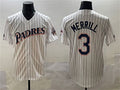 San Diego Padres #3 Jackson Merrill White Throwback With Patch Cool Base Stitched Baseball Jersey
