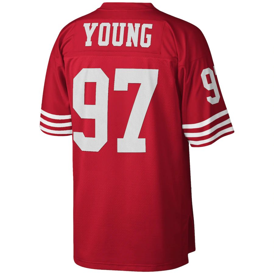 SF.49ers #97 Bryant Young Scarlet 1994 Legacy Replica Jersey Stitched American Football Jerseys