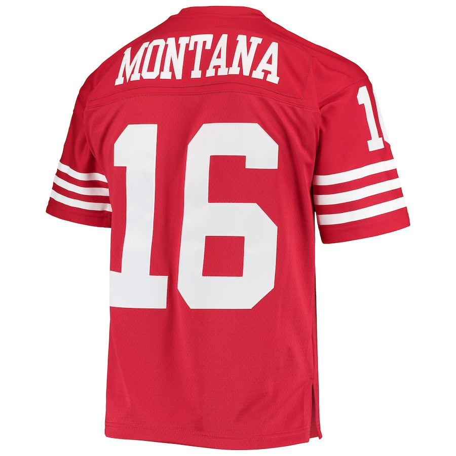 SF.49ers #16 Joe Montana Scarlet Legacy Replica Jersey Stitched American Football Jersey