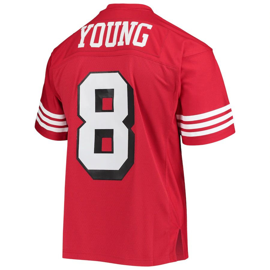 SF.49ers #8 Steve Young Scarlet 1994 Legacy Replica Jersey Stitched American Football Jerseys