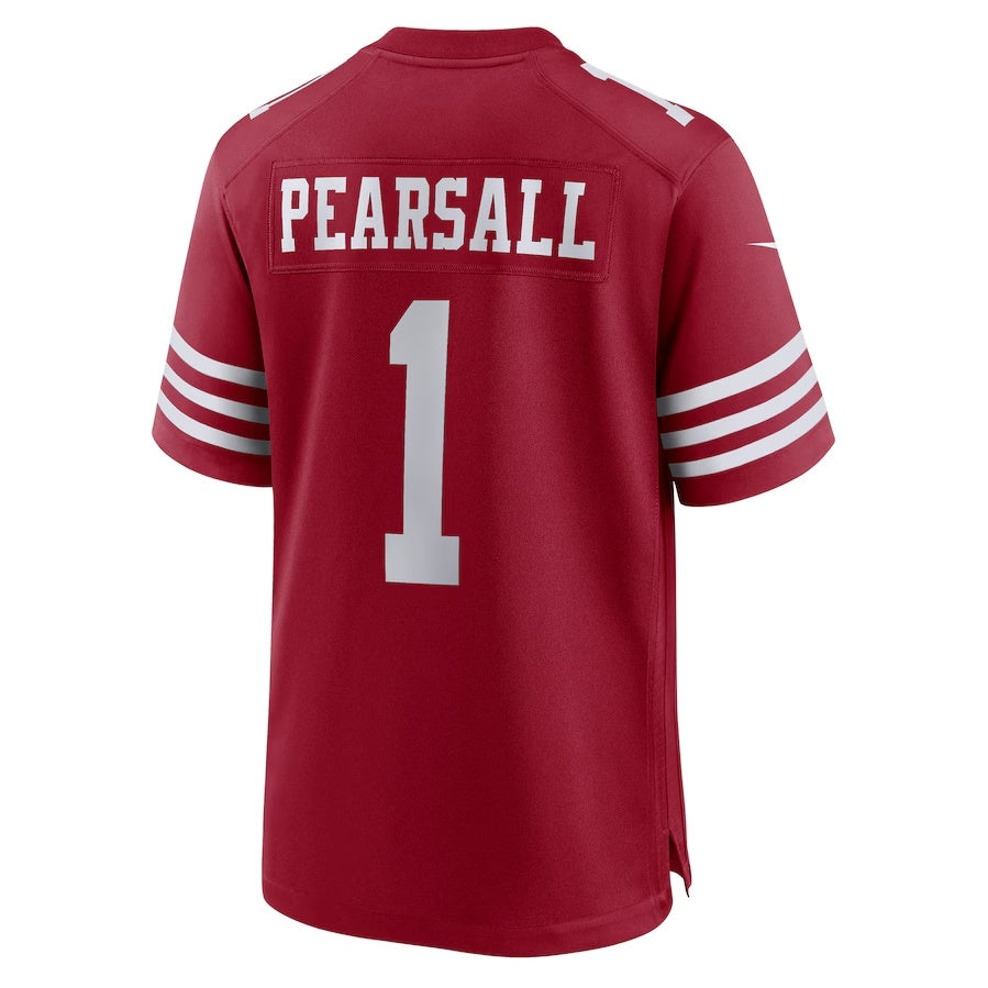 SF.49ers #1 Ricky Pearsall Scarlet Team Game American Football Jerseys