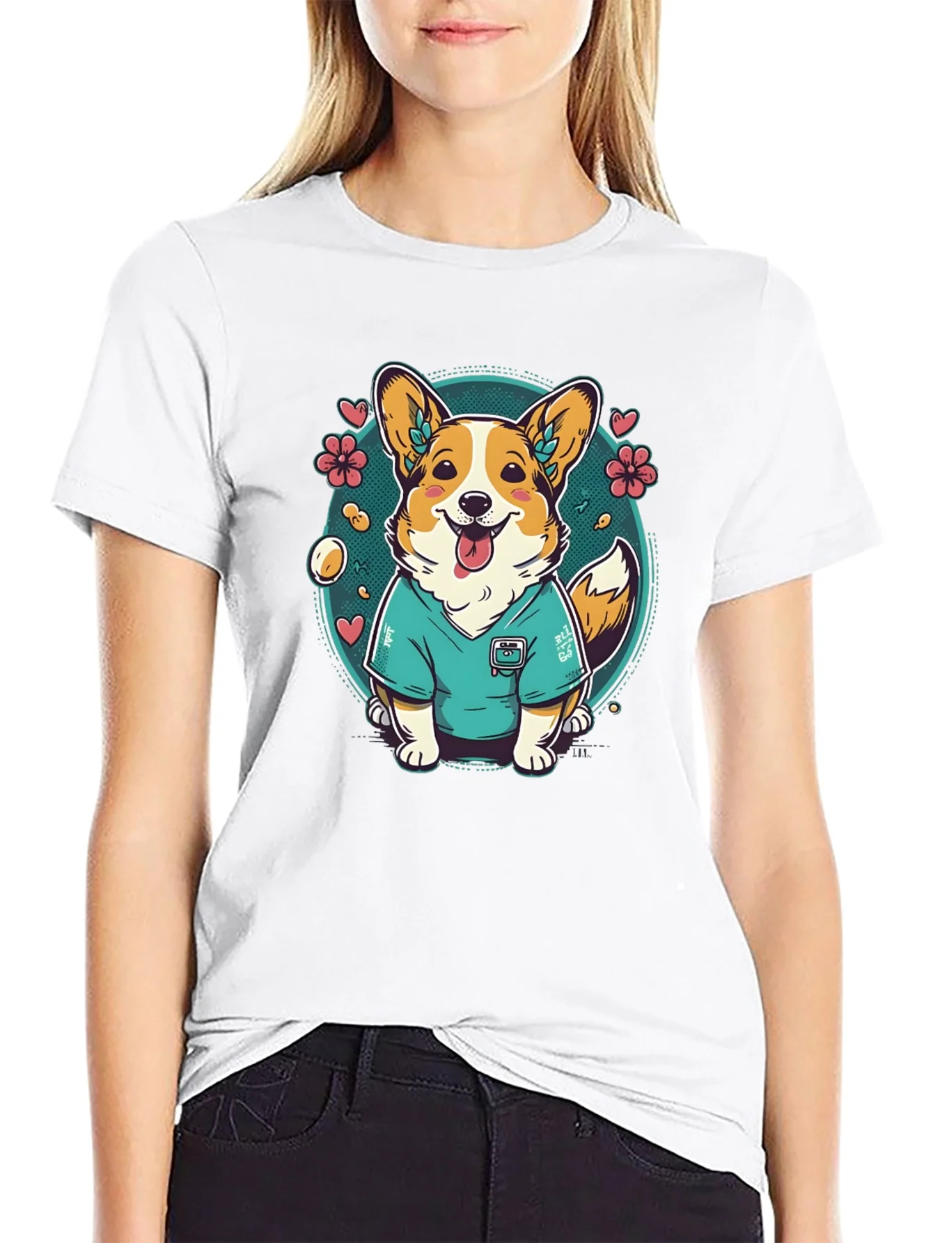 Corgi Nurse Graphic Tee - Cute Dog T-Shirt