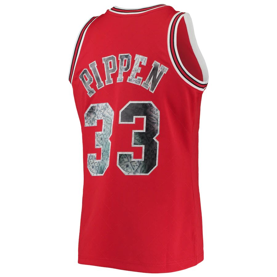 C.Bulls #33 Scottie Pippen 1996-97 Hardwood Classics 75th Anniversary Diamond Swingman Jersey Red Stitched American Basketball Jersey