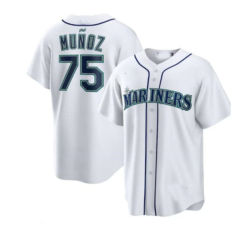 Seattle Mariners #75 Andrs Muoz White Home Replica Player Jersey Baseball Jerseys