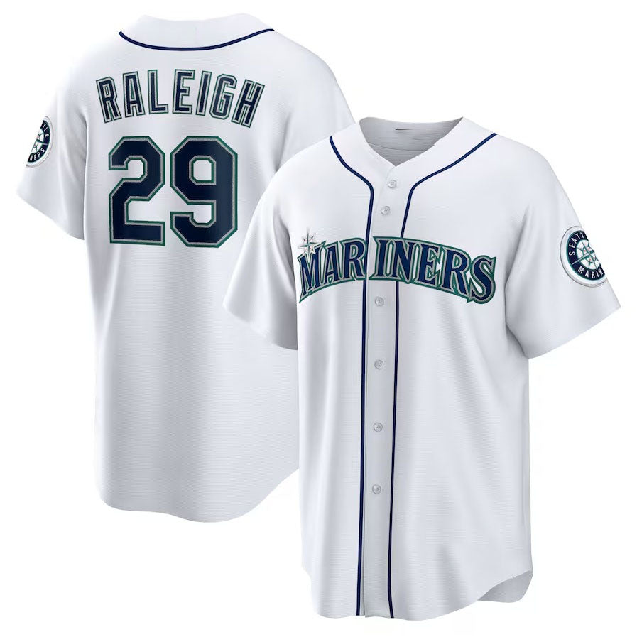 Seattle Mariners #29 Cal Raleigh Home Replica Jersey - White Stitched Baseball Jersey