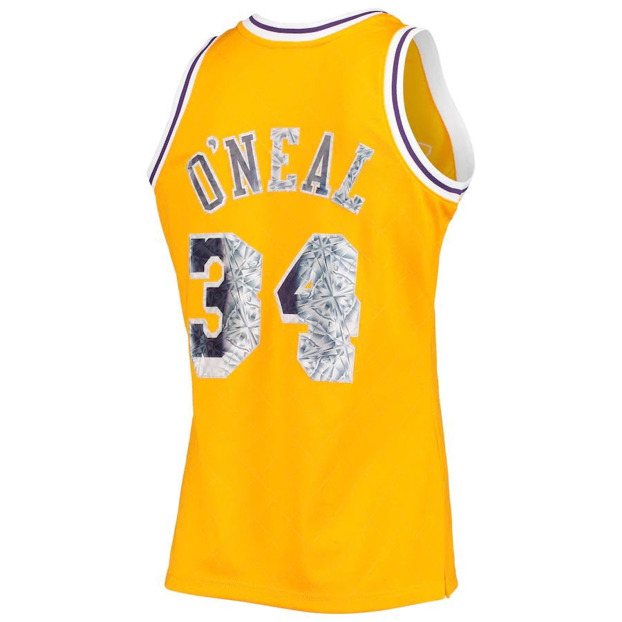 LA.Lakers #34 Shaquille O'Neal 1996-97 Hardwood Classics 75th Anniversary Diamond Swingman Jersey Gold Stitched American Basketball Jersey