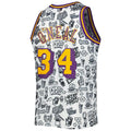 LA.Lakers #34 Shaquille O'Neal 1996-97 Hardwood Classics Doodle Swingman Jersey White Stitched American Basketball Jersey