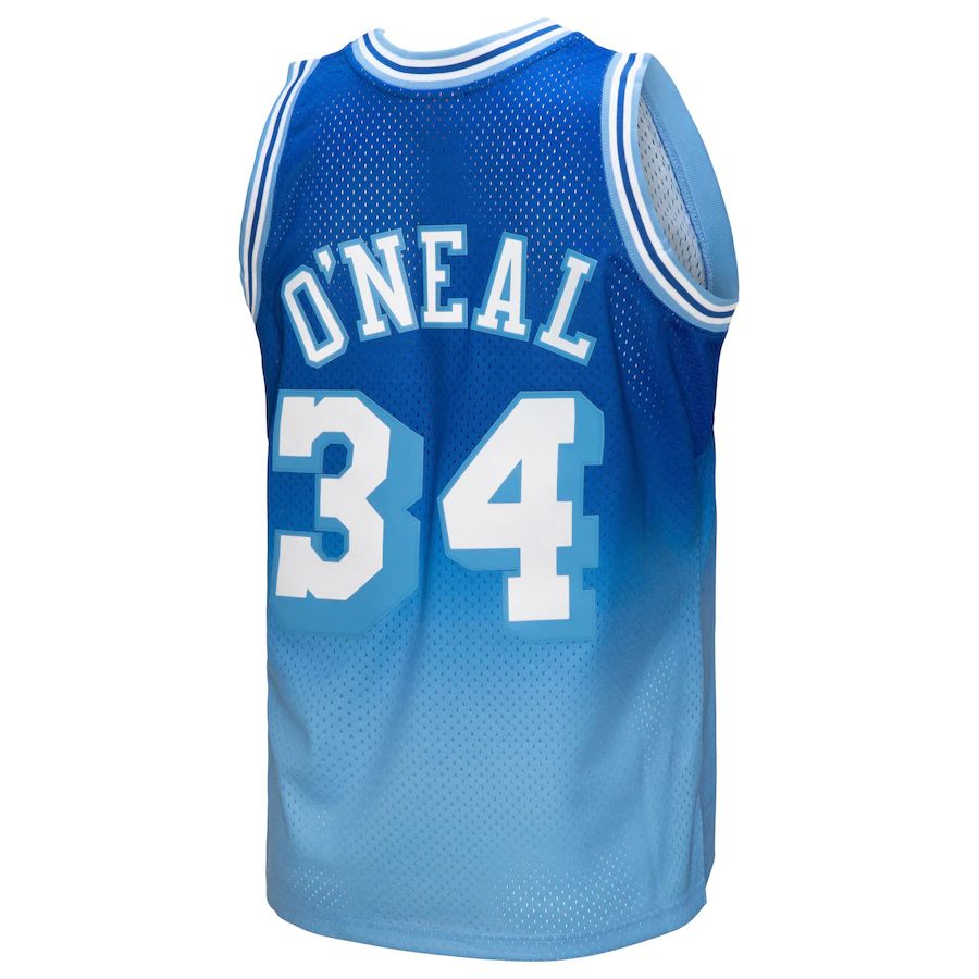 LA.Lakers #34 Shaquille O'Neal 1996-97 Hardwood Classics Fadeaway Swingman Player Jersey  Light Blue Stitched American Basketball Jersey