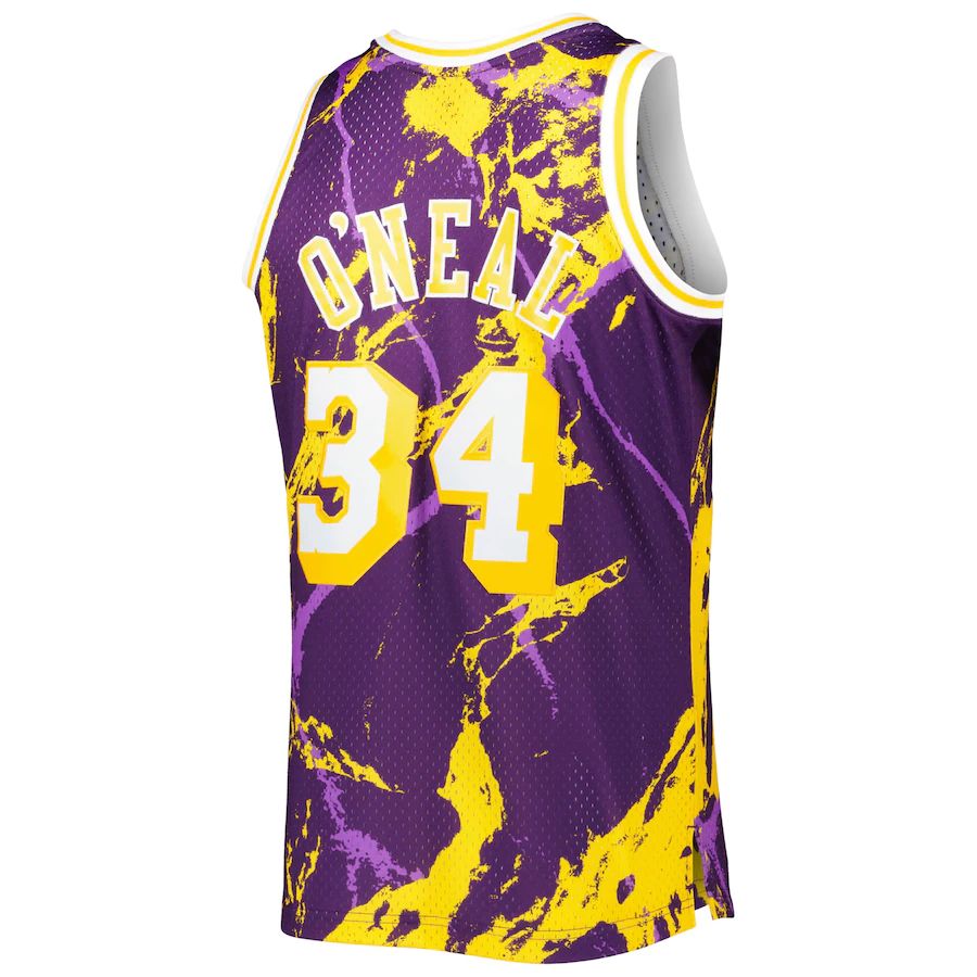 LA.Lakers #34 Shaquille O'Neal 1996-97 Hardwood Classics Marble Swingman Jersey Purple Stitched American Basketball Jersey