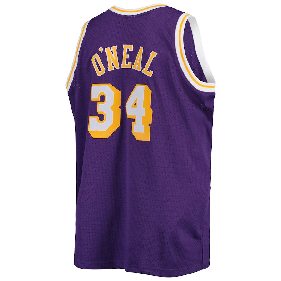 LA.Lakers #34 Shaquille O'Neal Big & Tall Hardwood Classics Swingman Jersey Purple Stitched American Basketball Jersey