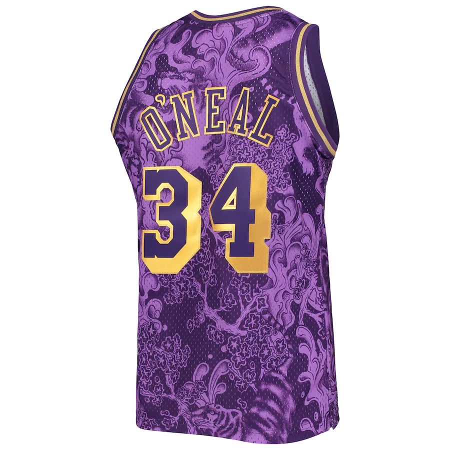 LA.Lakers #34 Shaquille O'Neal Hardwood Classics 1996-97 Lunar New Year Swingman Jersey Purple Stitched American Basketball Jersey