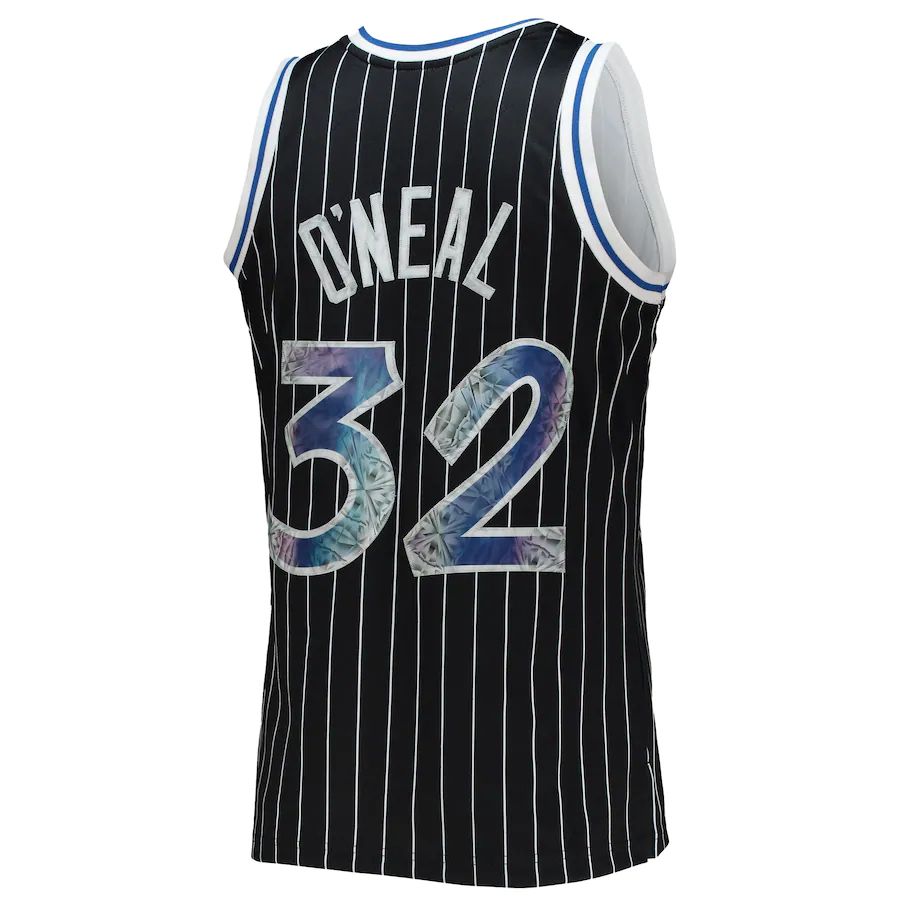 O.Magic #32 Shaquille O'Neal 1996-97 Hardwood Classics 75th Anniversary Diamond Swingman Jersey Black Stitched American Basketball Jersey