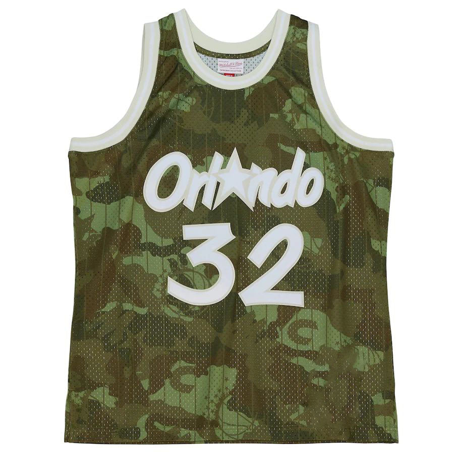 O.Magic #32 Shaquille O'Neal Unisex Hardwood Classics 1994-95 Ghost Green Swingman Jersey Camo Stitched American Basketball Jersey
