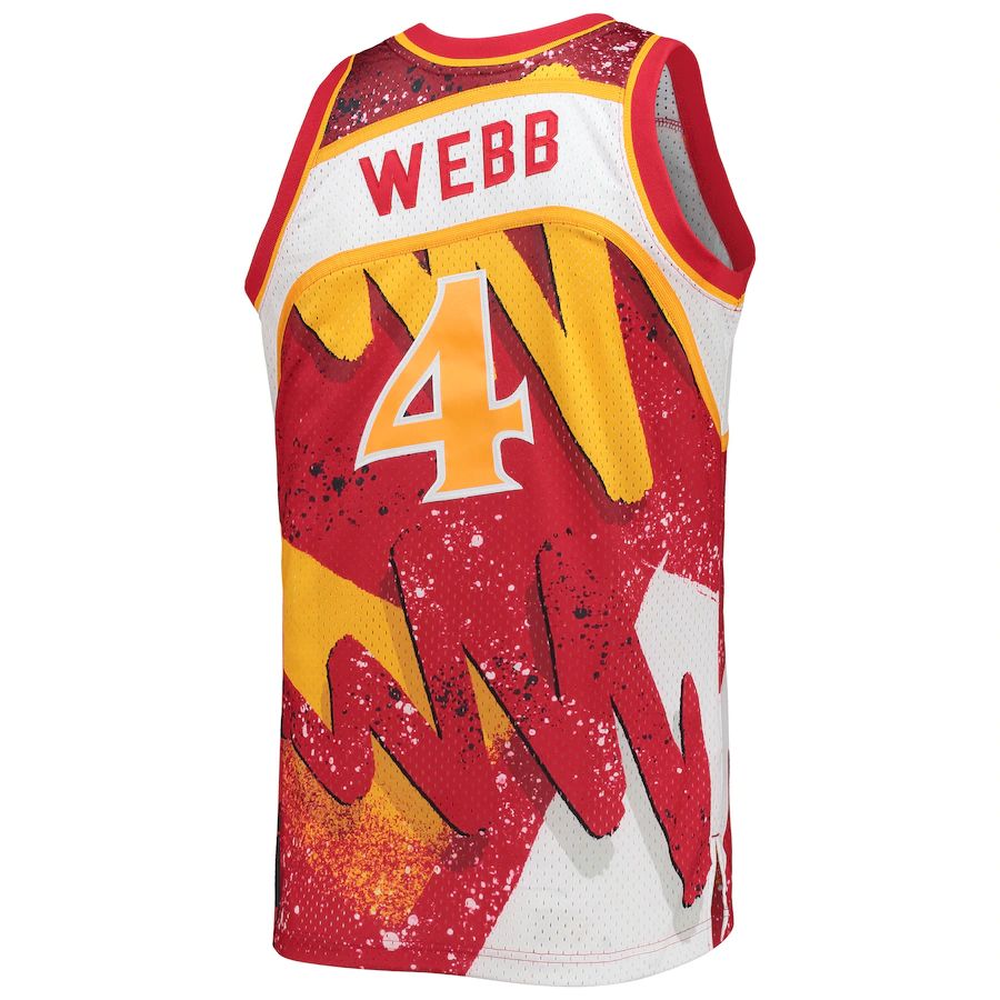 A.Hawks #4 Spud Webb Hardwood Classics 1986-87 Hyper Hoops Swingman Jersey Red Stitched American Basketball Jersey