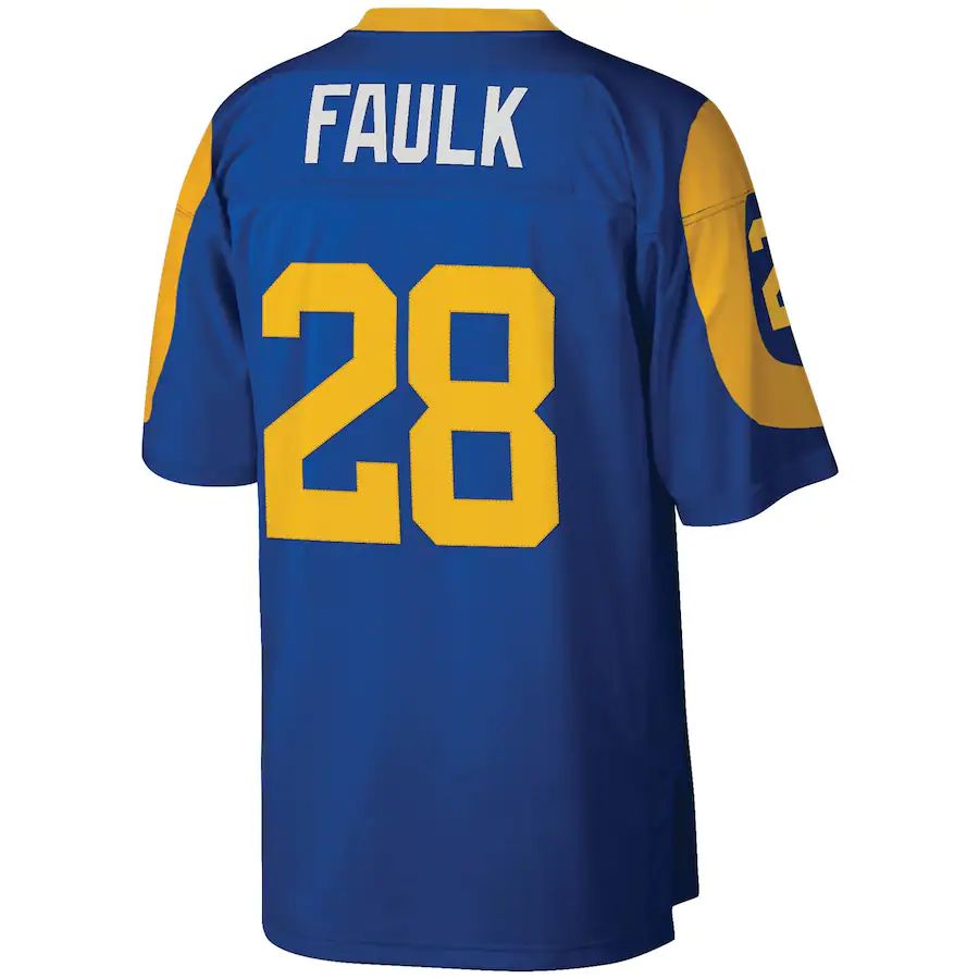 LA.Rams #28 Marshall Faulk Royal Legacy Replica Jersey Stitched American Football Jerseys