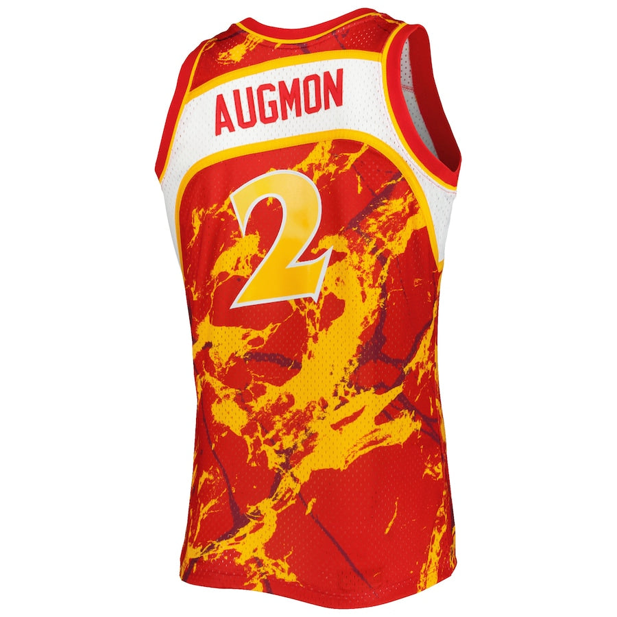 A.Hawks #2 Stacey Augmon 1991-92 Hardwood Classics Marble Swingman Jersey Red Stitched American Basketball Jersey