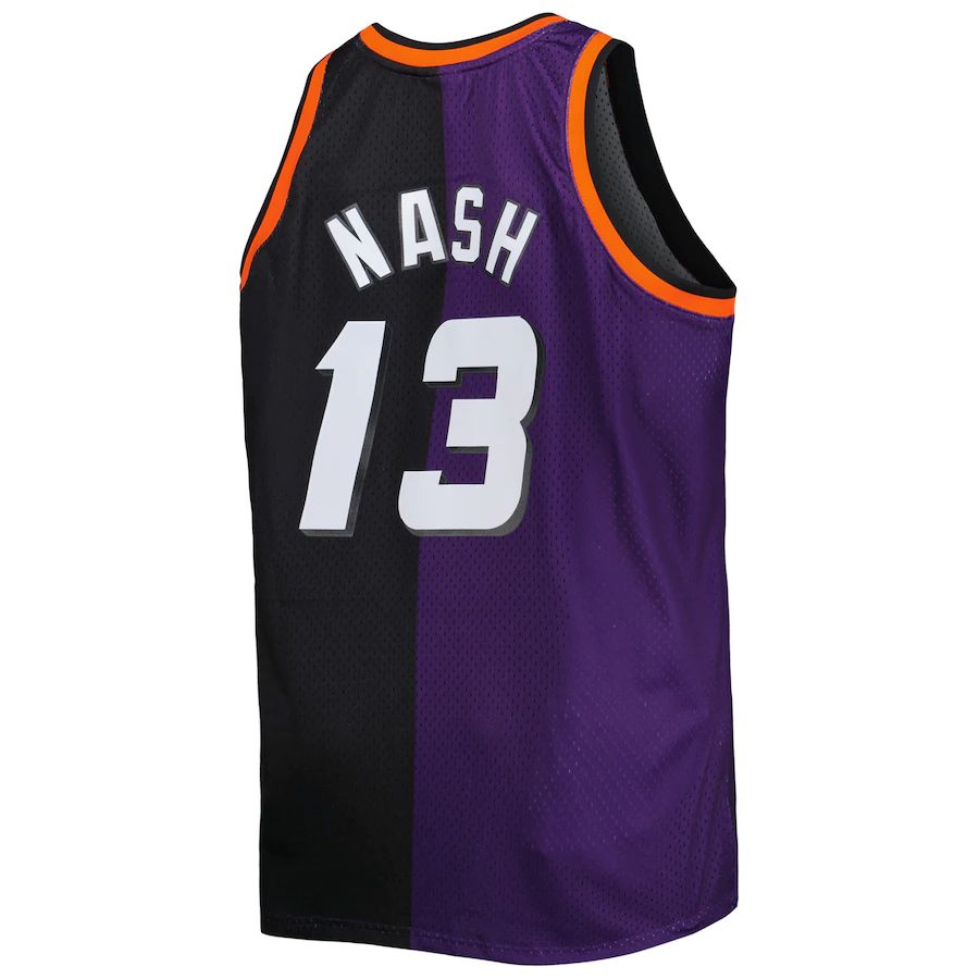P.Suns #13 Steve Nash Big & Tall Hardwood Classics 1996-97 Split Swingman Jersey Purple-Black Stitched American Basketball Jersey