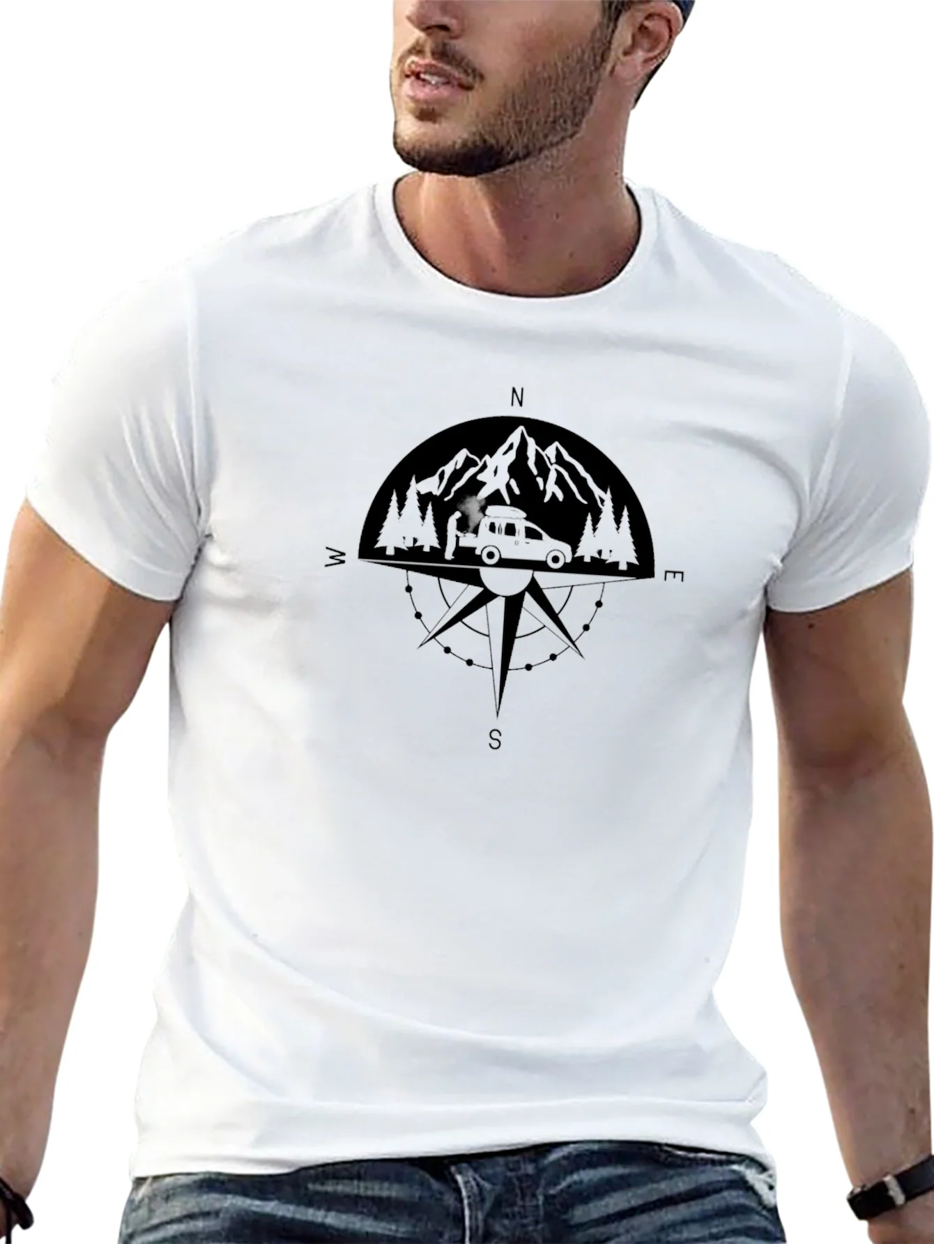 Compass Mountain Adventure Black T-Shirt