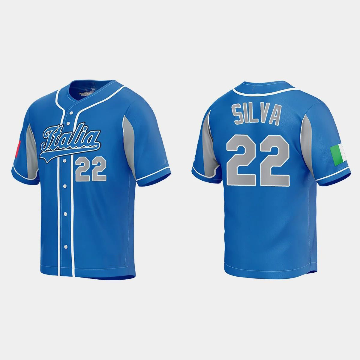 #22 TIAGO DA SILVA ITALY BASEBALL 2023 WORLD BASEBALL CLASSIC JERSEY C ROYAL Stitches Baseball Jerseys
