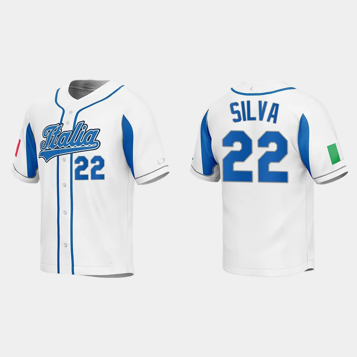 #22 TIAGO DA SILVA ITALY BASEBALL 2023 WORLD BASEBALL CLASSIC JERSEY C WHITE Stitches Baseball Jerseys