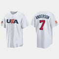 #7 TIM ANDERSON CHICAGO WHITE SOX 2023 WORLD BASEBALL CLASSIC USA REPLICA JERSEY C WHITE Stitches Baseball Jerseys