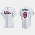#8 TREA TURNER PHILADELPHIA PHILLIES 2023 WORLD BASEBALL CLASSIC USA REPLICA JERSEY C WHITE Stitches Baseball Jerseys