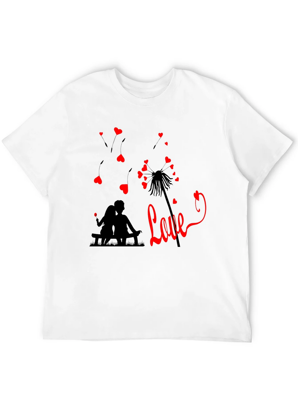 Romantic Love Dandelion T-Shirt - Black