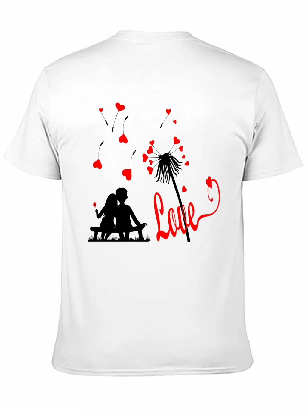 Romantic Love Dandelion T-Shirt - Black