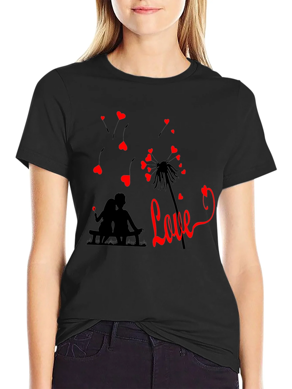 Romantic Love Dandelion T-Shirt - Black