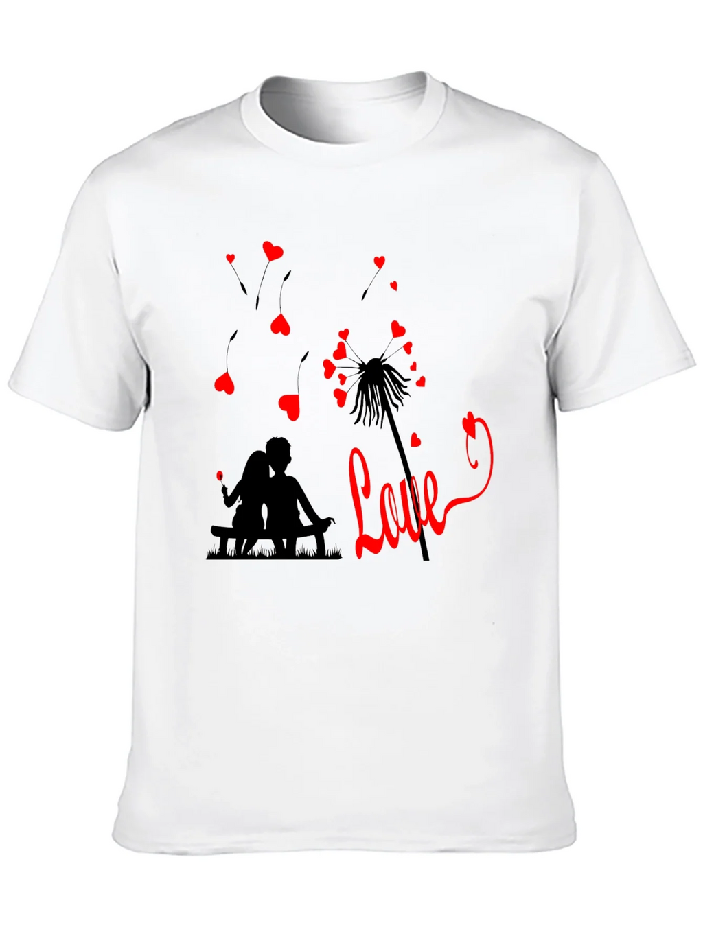Romantic Love Dandelion T-Shirt - Black